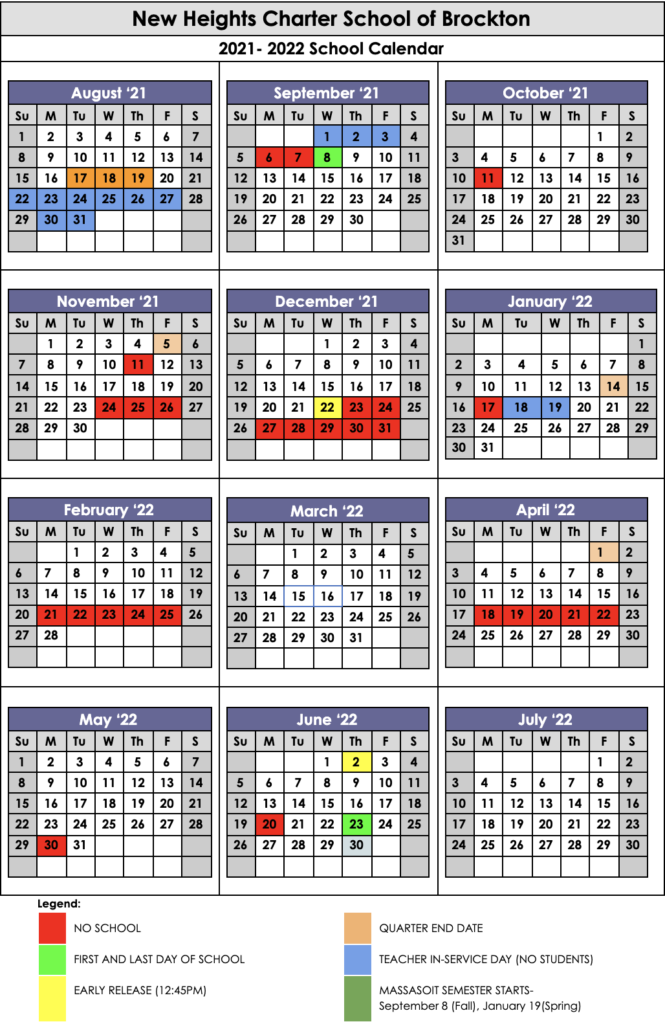 Schedule/Calendar - New Heights Charter School